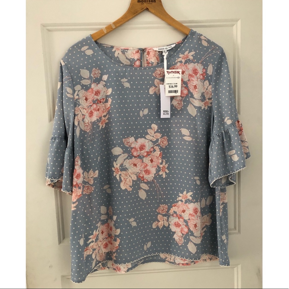 Pastel Floral Ruffle Boho Blouse